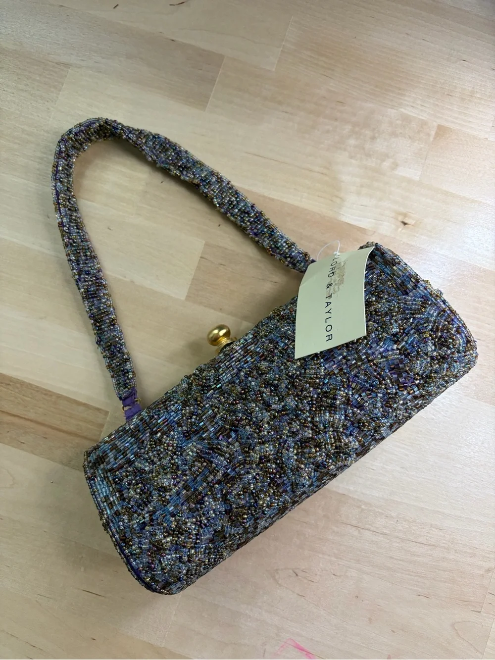 NWT Vintage Lord & Taylor Beaded Clutch Evening Bag